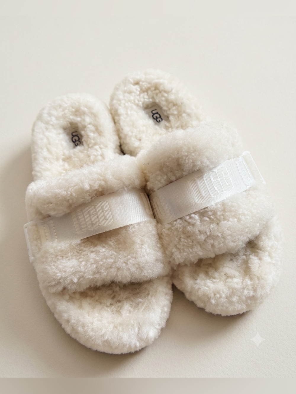 Ugg Sz 8 Fluffita White Platform Slip On Shearling Shoes